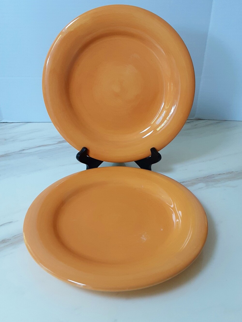 CIAO II By ARTIMINO Italy Handpainted Earthenware Yellow Dinner Plates Set of 2
